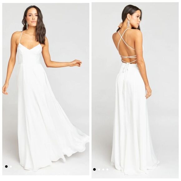 Nwot Show Me Your MuMu Godshaw Goddess Gown in Ivory Luxe Satin - Picture 1 of 9